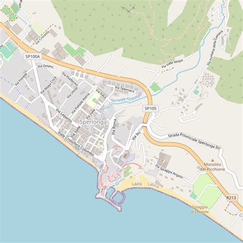 Mappa della costa di Sperlonga con grotte