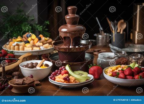 Fontana di cioccolato con frutta