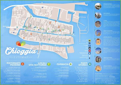 Mappa di Chioggia con evidenziate le zone per eventi e matrimoni