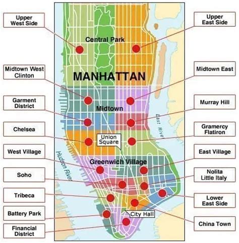 Mappa di New York con i suoi 5 quartieri