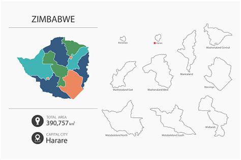 Mappa dello Zimbabwe con i principali parchi nazionali e attrazioni turistiche