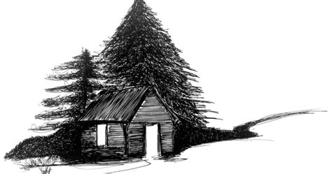 Illustrazione della capanna di Thoreau sul lago Walden