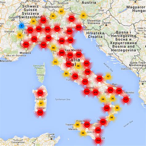 Mappa di distribuzione negozi di arredamento