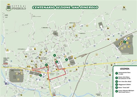 Mappa di Pinerolo e dintorni con evidenziate aree per eventi