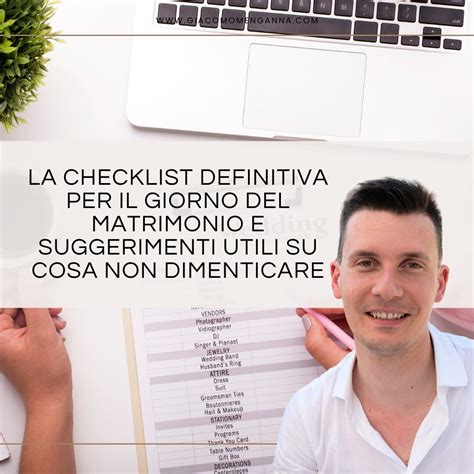 Lista di controllo per il giorno del matrimonio