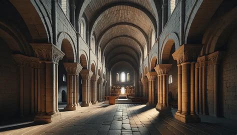 Interno della chiesa romanica annessa alla villa principale
