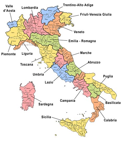 Mappa dell'Italia con evidenziate le percentuali di matrimoni civili per regione