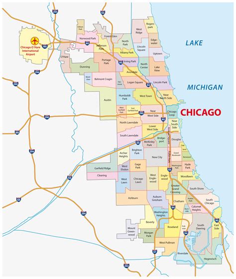 Mappa di Chicago con evidenziati gli studi di danza