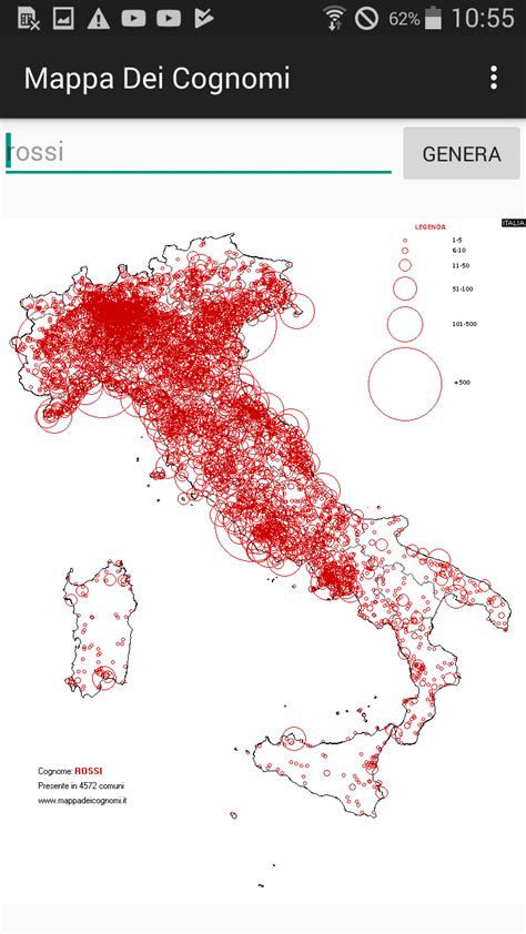 Distribuzione dei cognomi in Italia