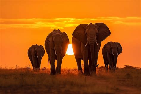 Elefanti in safari in Tanzania al tramonto