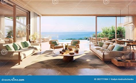 Interno dell'appartamento con vista sul mare.