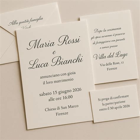 Vasta gamma di partecipazioni di matrimonio in stile classico ed elegante