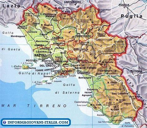 Mappa della Campania con evidenziate le Costiere Amalfitana e Cilentana, e Paestum