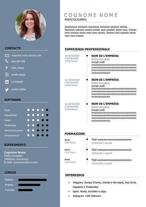 Esempio di un modulo di curriculum vitae dove lo stato civile è opzionale