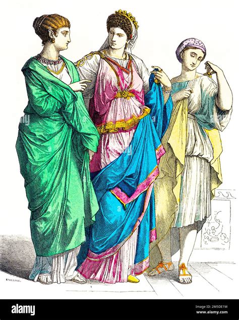 Illustrazione storica di antiche damigelle