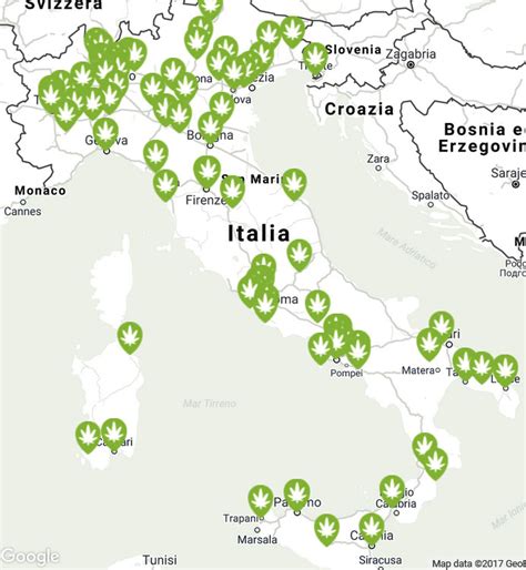 Mappa dei punti vendita di cannabis light in Italia