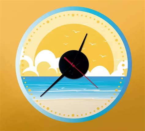 orologio che segna il tramonto sulla spiaggia