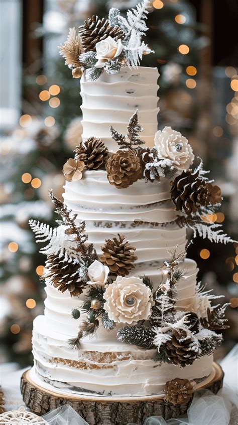 Torta nuziale invernale con decorazioni retrò