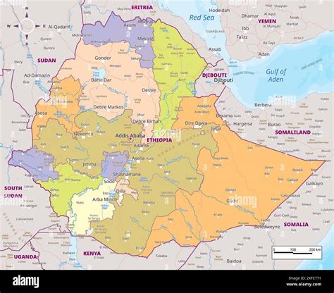 Mappa dell'Etiopia con enfasi sulle aree di missione