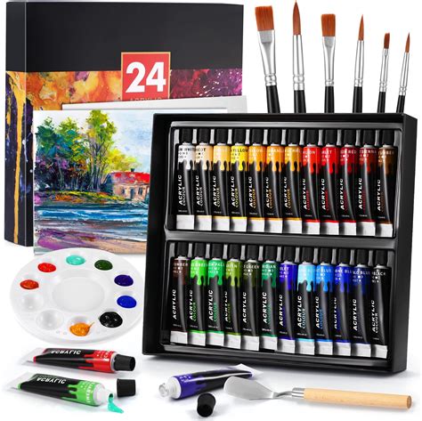 Set di colori vivaci e strumenti per pittura