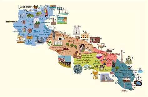 Mappa della Puglia con focus sulle location per matrimoni