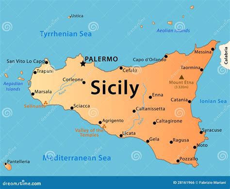 Mappa della Sicilia con Cefalù ed evidenziata la rotta per gli Stati Uniti