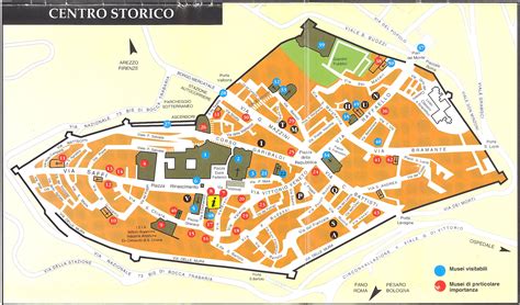 Mappa del centro storico di Urbino con indicazione dei luoghi della festa