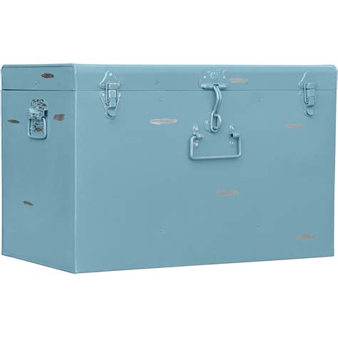 Baule in stile industriale con elementi in metallo e legno