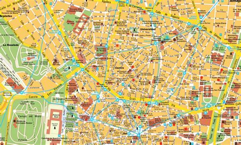 Mappa di Madrid con evidenziati i luoghi chiave della trama