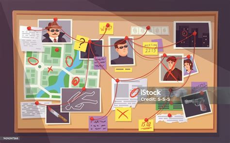 Illustrazione di un'indagine poliziesca con elementi di mistero