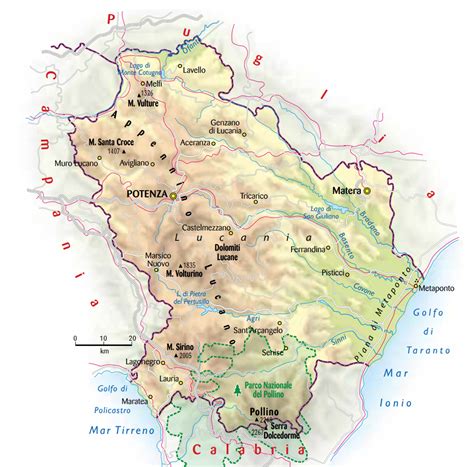 mappa della Basilicata con Roccanova evidenziata