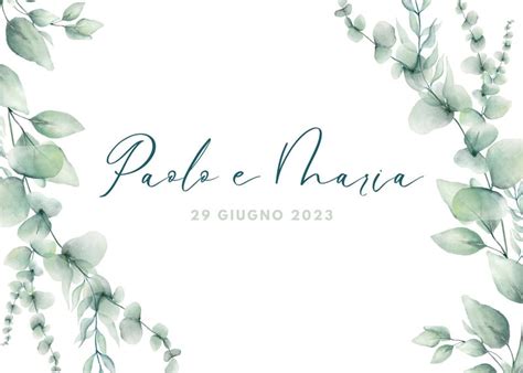 Partecipazione di matrimonio con foglie stilizzate
