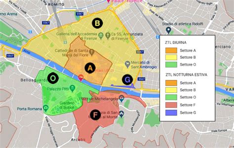 Mappa di Firenze con evidenziate zone artigianali