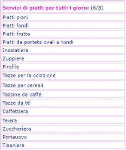 esempi di articoli per lista nozze