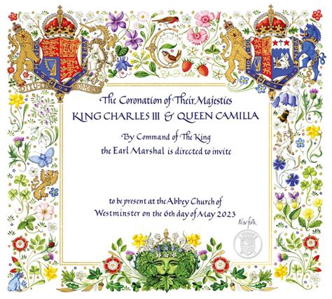 Invito all'incoronazione di Carlo III con il motivo dell'Uomo Verde