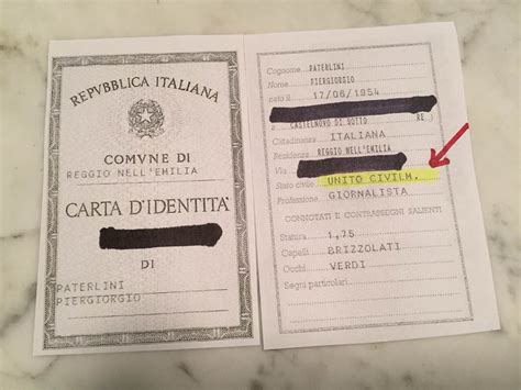 Documento di identità con stato civile