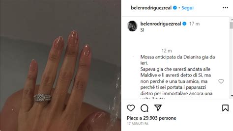 Belen Rodriguez con anello di fidanzamento