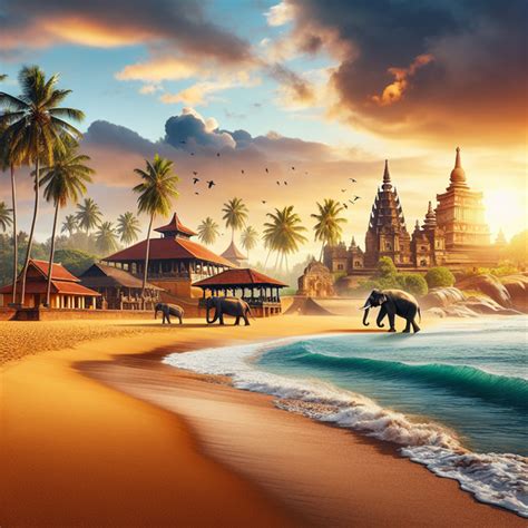 Immagine che mostra la diversità tra lo Sri Lanka (templi antichi) e le Maldive (spiaggia)