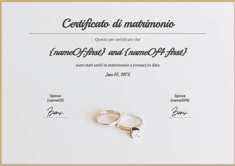 Documento di matrimonio con firme