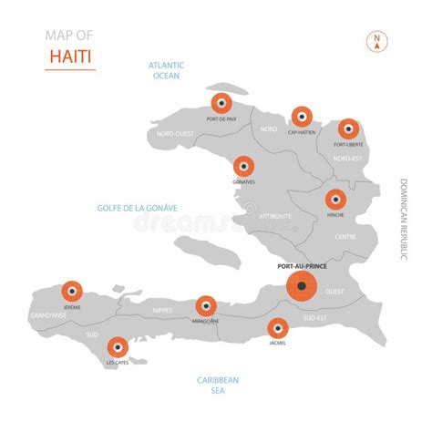 Mappa di Haiti che mostra le aree colpite dal terremoto e dall'epidemia di colera