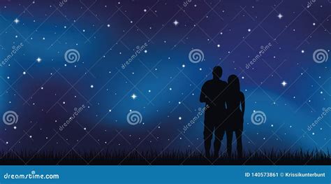 Illustrazione di un cielo stellato con coppie
