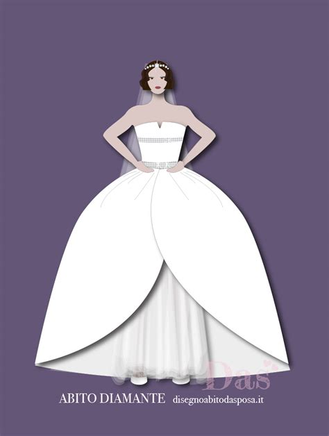 Screenshot di un disegno di abito da sposa creato con un'app di fashion design