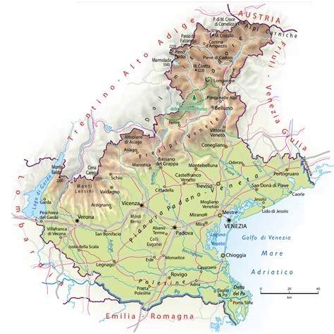 Mappa del Veneto con evidenziati i luoghi per addio al nubilato