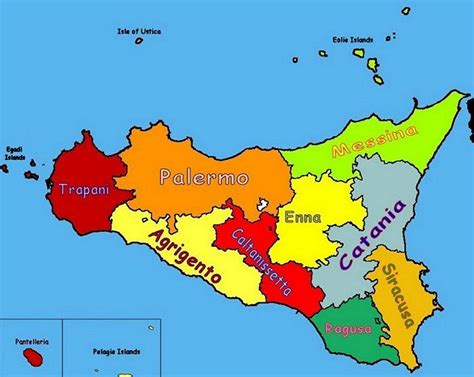 Mappa della Sicilia con evidenziate le zone più rinomate per i matrimoni