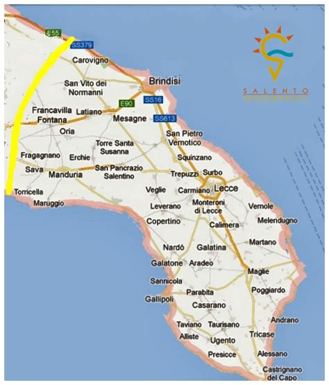 Mappa del Salento con evidenziate le principali location per matrimoni