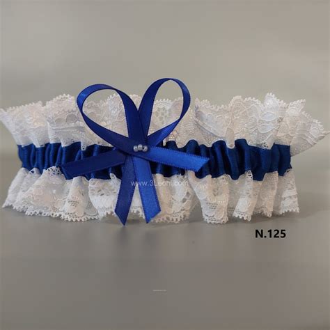 Giarrettiera da sposa blu in pizzo