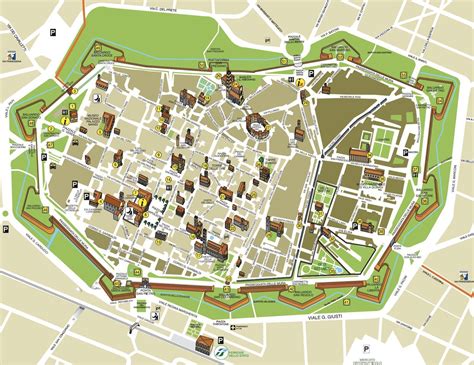 Mappa di Lucca con evidenziate zone turistiche e locali