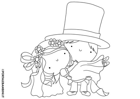 Collezione di vari disegni da colorare a tema matrimonio