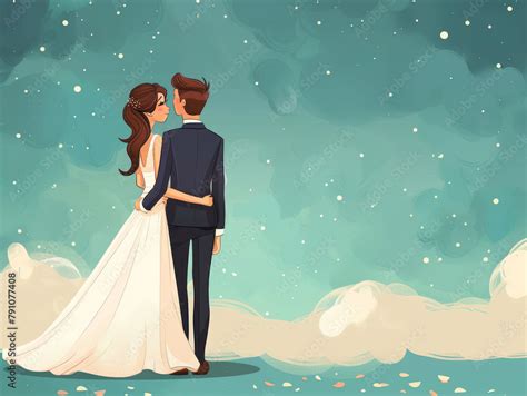 Illustrazione di una coppia felice che brinda al loro matrimonio