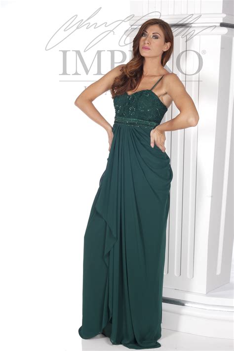 Abito da sposa verde petrolio con dettagli dorati